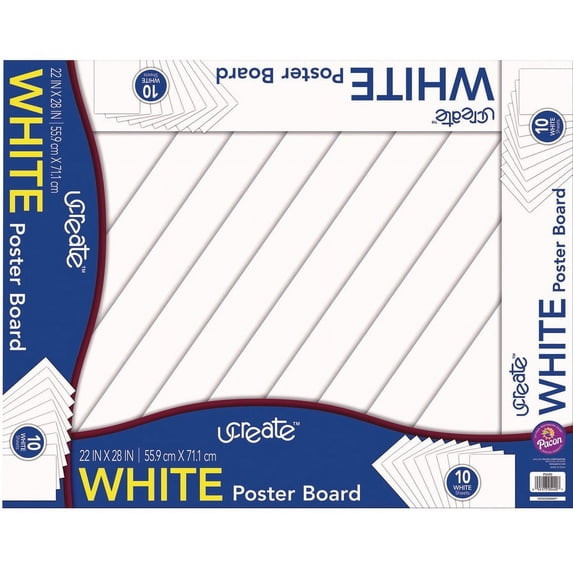 UCreate Poster Board White, 22 x 28 - 5 count